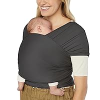 Ergobaby Sustainable Knit Aura Baby Carrier Wrap for Newborn to Toddler (8-25 Pounds), Soft Black