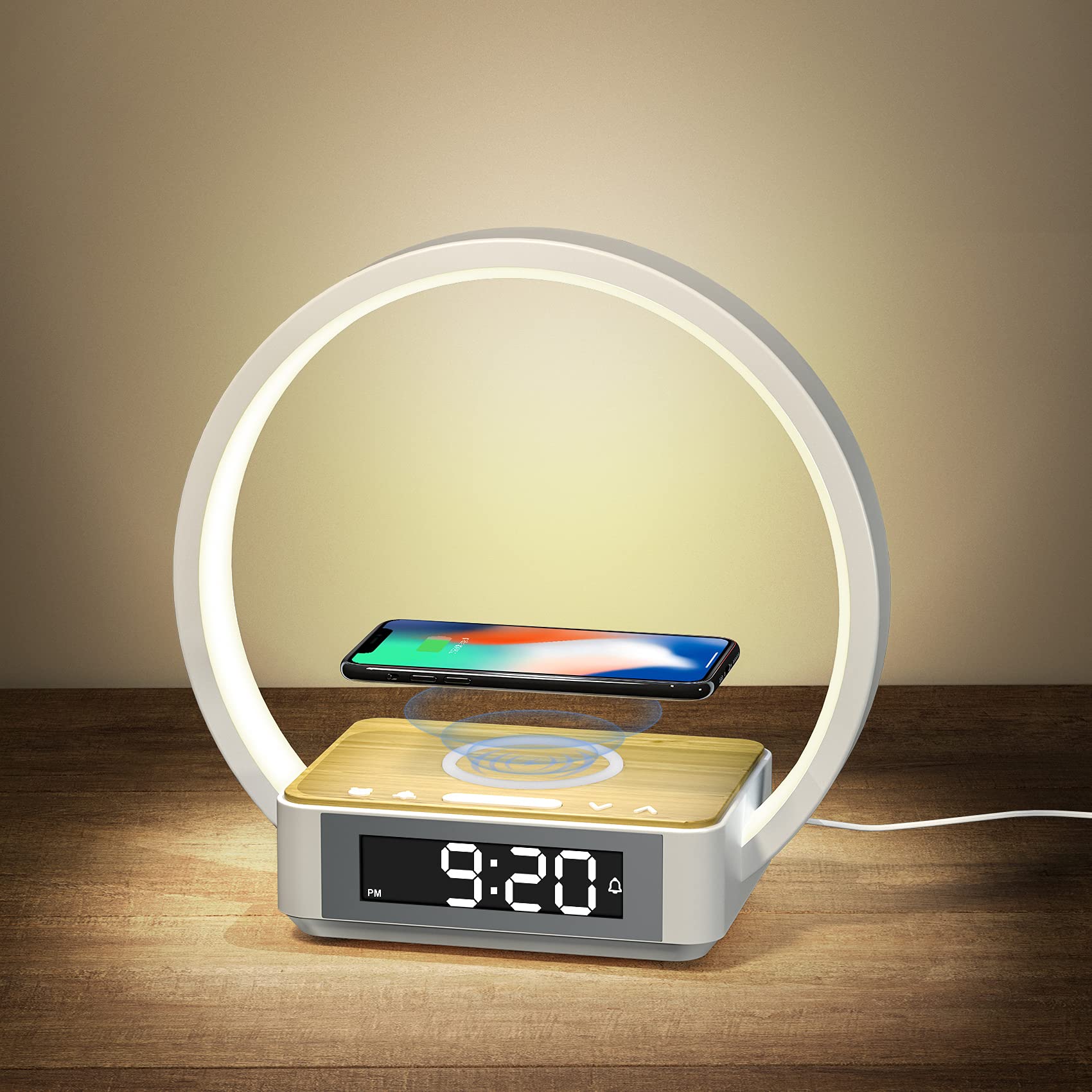 Bedside Lamp with Bluetooth Speaker, Wireless Charger Bluetooth Speakers with Stereo Sound, Touch Control LED Speaker, Dimmable Night Light, Table ...