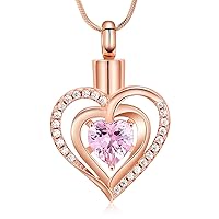 Minicremation Cremation Jewelry Heart Urn Necklace Ashes Jewelry for Women infinitely Cremation Jewelry Birthstone Locket Crystals Ash Loved One Memorial Pendant
