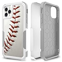 for iPhone 11 Pro Max, Baseball Sport White Pattern Shock-Absorption Hard PC and Inner Silicone Hybrid Dual Layer Armor Defender Case for Apple iPhone 11 Pro Max