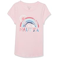 Nautica Girls' Short Sleeve T-Shirt with Fun Graphic Design, Cotton Tee with Tagless Interior