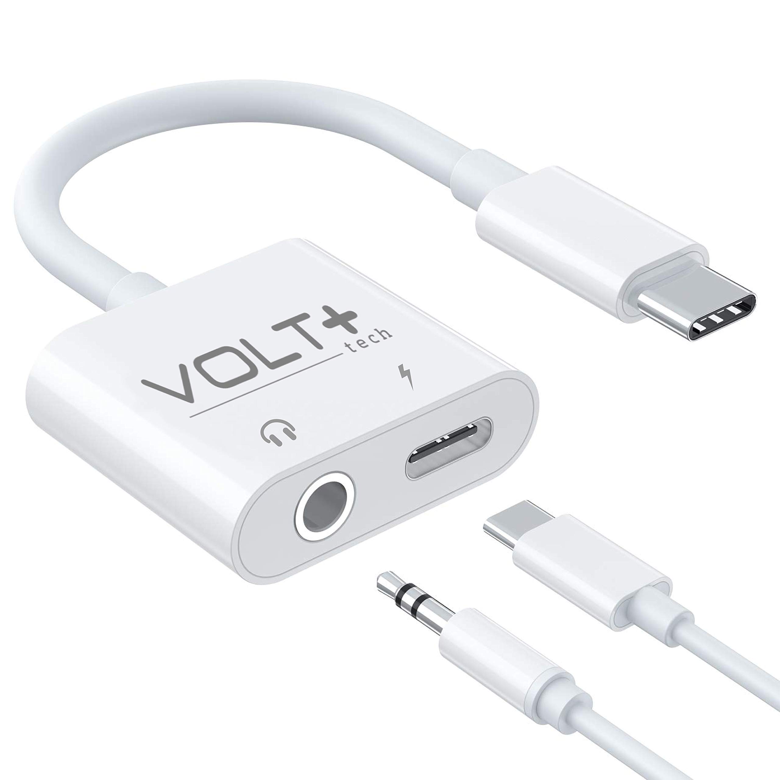 VOLT PLUS TECH USB C to 3.5mm Headphone Jack Audio Aux & C-Type Fast Charging Adapter Compatible with Samsung Galaxy Tab S7/S7+/S6/Lite/S5e/Plusand Many More Devices with C-Port