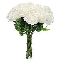 Artificial/Fake/Faux Flowers - Rose White 20PCS for Wedding, Home, Party, Restaurant