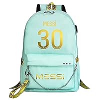 Messi Lightweight Canvas Bookbag-Casual Daypack PSG Lightweight Laptop Backpack with USB Charging Port