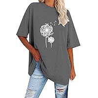 Scoop Neck Long Sleeve Tops for Women Women Pinting Short Sleeve Oversized T Shirts Loose Casual Crewneck Tuni