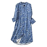 CHUNG Women Nightgowns Brushed Cotton Flannel Nightshirt Dress Long Nightwear Nighties Cozy Sleepwear
