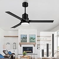 Ceiling Fans with Lights and Remote, Black Ceiling Fan with Remote, Outdoor Fan with Lights for Patio Farmhouse Bedroom，52 Inch