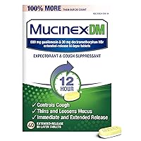 Mucinex Cough Suppressant and Expectorant, DM 12 Hr Relief Tablets, 600 mg, Multicolor, 40 Count
