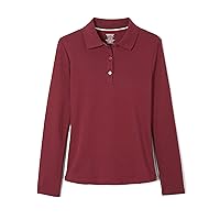 French Toast Girls' Long Sleeve Interlock Polo with Picot Collar (Standard & Plus)