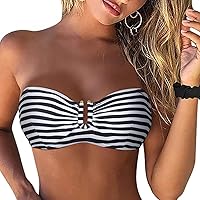 Firpearl Women Underwire Bikini Top Only Strapless Bathing Suit Top Push Up Bandeau Swimsuit