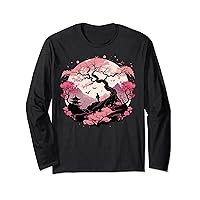 Japanese Sakura Garden Geisha Mount Fuji Cherry Blossom Long Sleeve T-Shirt