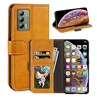 Case for Cricket Outlast U680AC, Magnetic PU Leather Wallet-Style Business Phone Case,Fashion Flip Case with Card Slot and Kickstand for AT&T Jetmore 6.8 inches Yellow