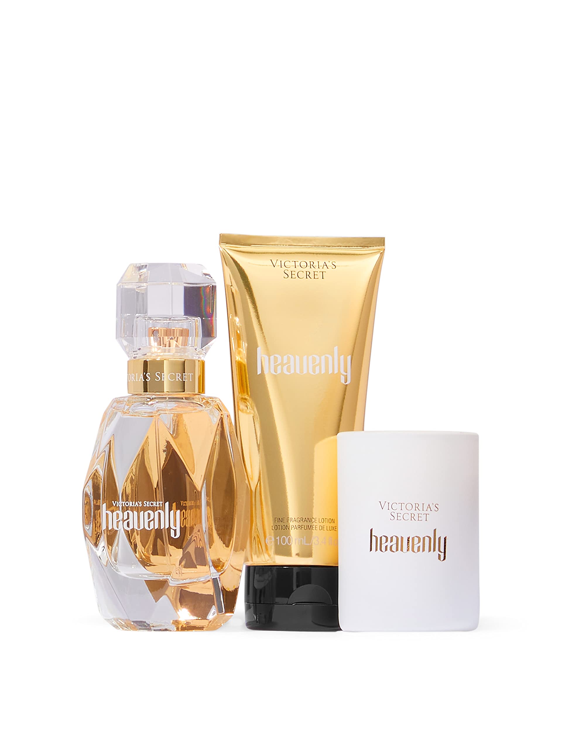 Victoria's Secret Heavenly 3 Piece Luxe Fragrance Gift Set: 1.7 oz. Eau de Parfum, Travel Lotion, & Candle
