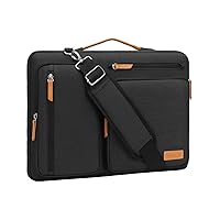 MOSISO 360 Protective Laptop Shoulder Bag,13.3 inch Computer Bag Compatible with MacBook, HP, Dell, Lenovo, Asus Notebook,Side Open Messenger Bag with 4 Zipper Pockets&Handle, Black