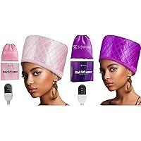 Hair Steamer for Deep Conditioning w/10-level Heats Up Quickly, Heating Cap for Deep Conditioner - Thermal Steam Cap For Black Hair, Great For Hair Treatment (Purple + Pink)