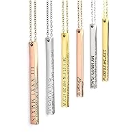 Personalized Coordinates Necklaces for Women Mothers Day Gifts for Her Custom Engraved Bar Jewelry with Kids Names - 4SBN