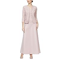 Alex Evenings Women's Two Piece Dress with Lace Jacket (Petite and Regular Sizes), Blush