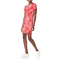 Calvin Klein Women's Drawstring T-Shirt Dress, Watermelon Tie Dye, 6
