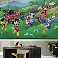 RoomMates JL1435M Mickey and Friends Roadster Racer Water Activated Removable Wall Mural-10.5 x 6 ft