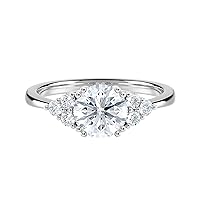 Diamond Wish IGI Certified 2 1/5 Carat Lab Grown Diamond with Shoulder Gems Engagement Ring for Women in 14k Gold with Side Stones (E-F, VS-SI, cttw) Anniversary Promise Wedding Ring Size 4 to 9