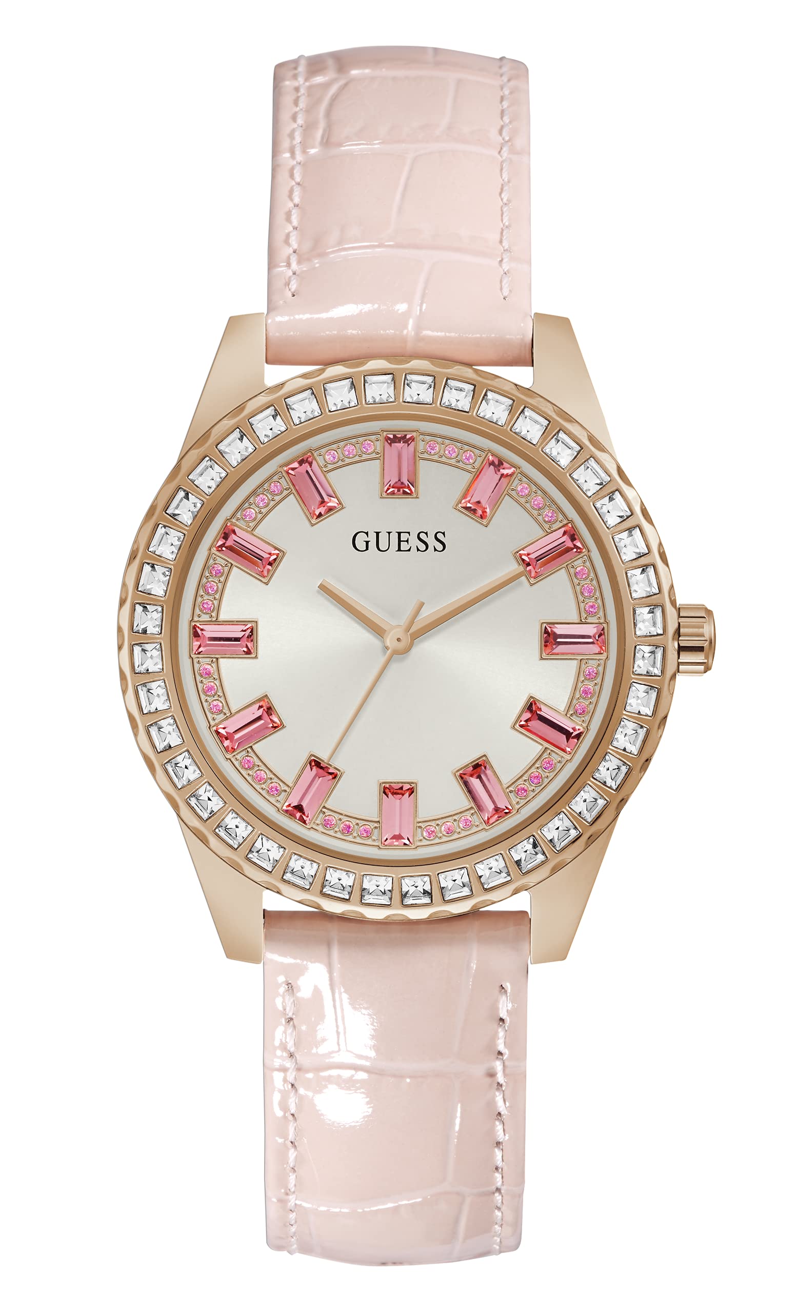 GUESS Genuine Leather Crystal Watch