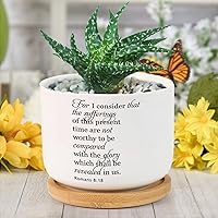 For I Consider That The Sufferings of This Present Time Are Not Worthy to Be Compared Planters Ceramic Happy Mother's Days Flower Pots With Drainage Holes And Bamboo Tray Strawberry Planter For Home