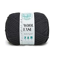 Lion Brand Yarn Wool-Ease Thick & Quick Yarn, Soft and Bulky Yarn for Knitting, Crocheting, and Crafting, 1 Skein, Black