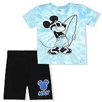 2 Pack Mickey Mouse Tie Dyed Short Sleeve Tee Shirt and Shorts Set for Boys