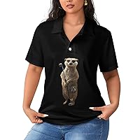 Meerkats Womens Polo Shirts Golf Straight Shirts Casual Tennis Shirts Short Sleeve Tee Tops for Work Business
