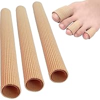 Toe Tubes Sleeves Protectors Cushions Fabric & Gel Lining Finger Toe Separator Tubing for Bunion Hammer Toe Callus Corn Blister (3 Pack, Medium)