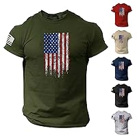 4th of July Mens T Shirt Sport Slim Fit American Flag T-Shirts 1776 Patriotic Short Sleeve Fitness Gym Hipster Tees