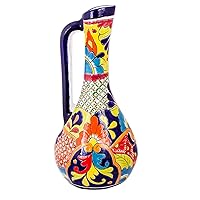 NOVICA Handmade Ceramic Vase Pitchershaped Talaverastyle from Mexico Multicolor Vases [23in H x 10.25in Diam.] 'Talavera Pitcher'