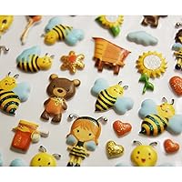 Stickers - Foam - Bees - Glitter