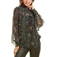 Ramy Brook Women's Floral Printed Janie Long Sleeve High Neck Top