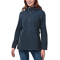 Outdoor Ventures Women's Softshell Jacket with Removable Hood, Insulated Windbreaker Waterproof Warm Fleece Lined Coat