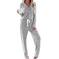 Aamikast Women's Pajama Sets Long Sleeve Button Down Sleepwear Nightwear Soft Pjs Lounge Sets