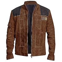 LP-FACON Mens Star Space Solitary Warrior Cosplay Costume Leather Jacket Collection Brown/Black
