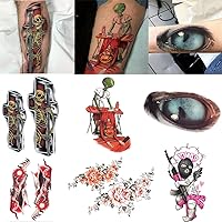 Large Temporary Tattoos Women Temporary Neck Tattoos Temporary Realistic Flower Chest Tattoo for Adults (style1-6pcs)
