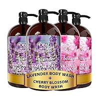 Bundle-Dead Sea Collection-Lavender Body Wash+Cherry Blossom Body Wash- for Women and Men - Pack of 2 (67.6 fl. oz) - Cleanses and Moisturizes Skin - With Natural Minerals and Vitamins Nourishing Skin