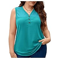 Floerns Women's Plus Size Sleeveless V Neck Button Front Camisole Tank Top