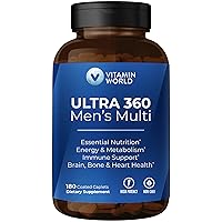 Vitamin World Ultra 360 Men's Multivitamin, Multivitamin for Men with Minerals & Herbs, Daily Supplement with Vitamin A, C, D3, E & B12 and Zinc for Immune Support, Daily, 180 Caplets, 90 Day Supply