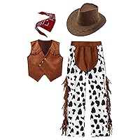 Kids Cowboy Cowgirl Costumes Wild West Western Dress Up Sleeveless Vest Waistcoat Jacket Halloween Cosplay Costume