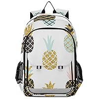 ALAZA Tropical Coconut Palm Trees Fruits Pineapples Pineapple with Gold Glitter Reflective Backpack Outdoor Sport Safety Bag