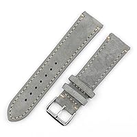 Watchstraps Leather Handmade Watch Strap 18mm 20mm 22mm 24mm Vintage Leather Strap Replacement Tan Beige for Men and Women Watches (Band Color : Gray Side Wire)