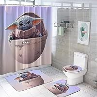 4PCS Cute Shower Curtain Sets Bathroom Set with Floor Mat, U-Shaped Mat, Toilet lid Cover Mat and Shower Curtain for Bathroom Decor 72