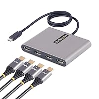 StarTech.com USB C to 4 HDMI Adapter - External Video & Graphics Card - USB Type-C to Quad HDMI Display Adapter Dongle - 1080p 60Hz - Multi Monitor Video Converter - Windows Only (USBC2HD4)