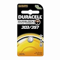 Duracell D303/357PK08 Silver Oxide Electronic Watch Battery, 303/357 Size, 1.55V, 165 mAh Capacity (Case of 6)