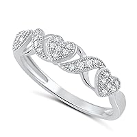 Sterling Silver Cz Thin Stackable XO Heart Ring (Size 4-9)