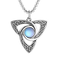 HZMAN Celtic Knot Necklace for Men Women Stainless Steel Triple Goddess Triquetra Pendant Irish Trinity Knot Necklace Jewelry Gift