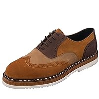 Men's Tabac & Sand Brown Leather and Suede Handcrafted Lightweight Oxford Shoes Lace up Shoes Mens Casual Shoes